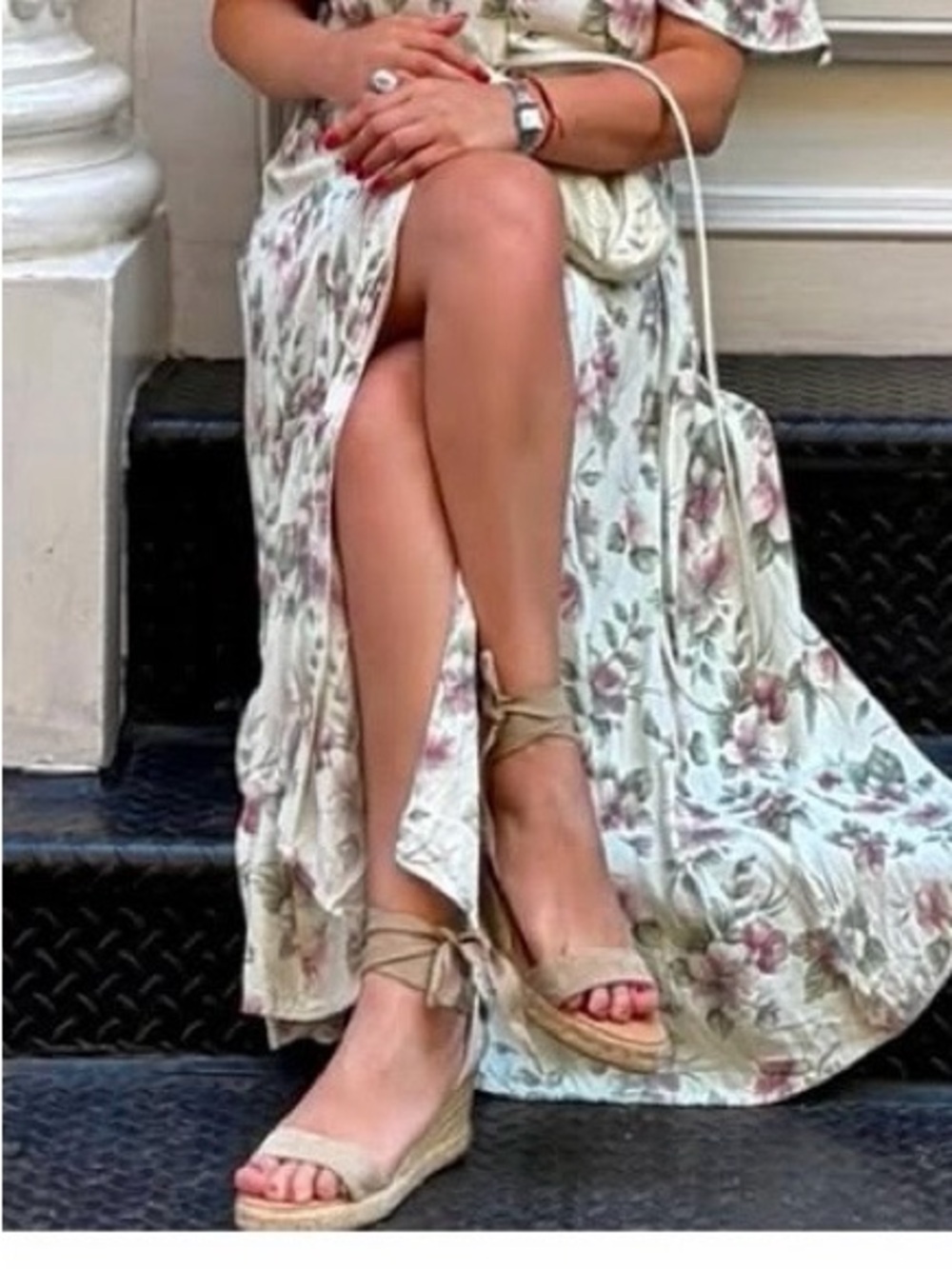 Classic Tie-Wrap Wedge Sandals in Tan - Picture 7 of 7